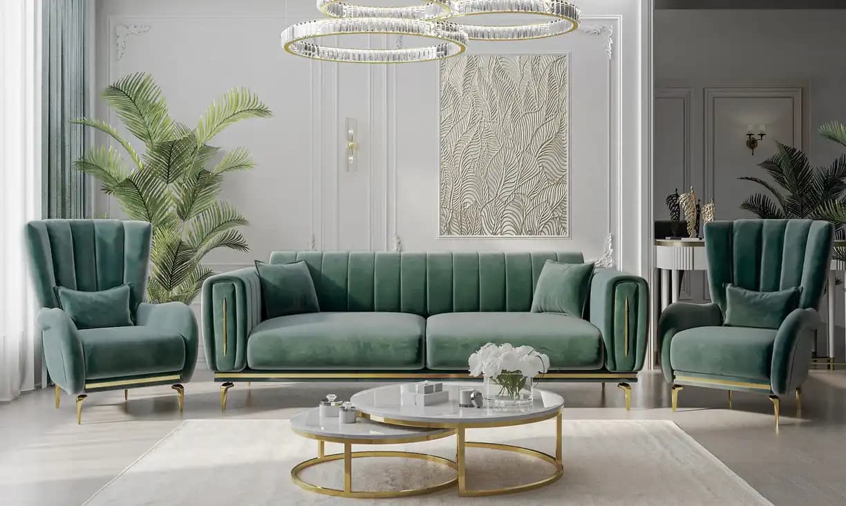 Мягкая мебель Замира (Оливковый/золото)